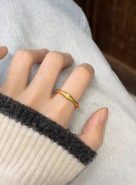 足金999点钻四方如意黄金戒指