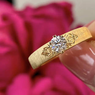 5D足金999点钻鸢尾花黄金戒指新款2025水贝黄金