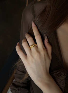 足金999半圈星芒戒指5D工艺新款2026水贝黄金送礼送女友
