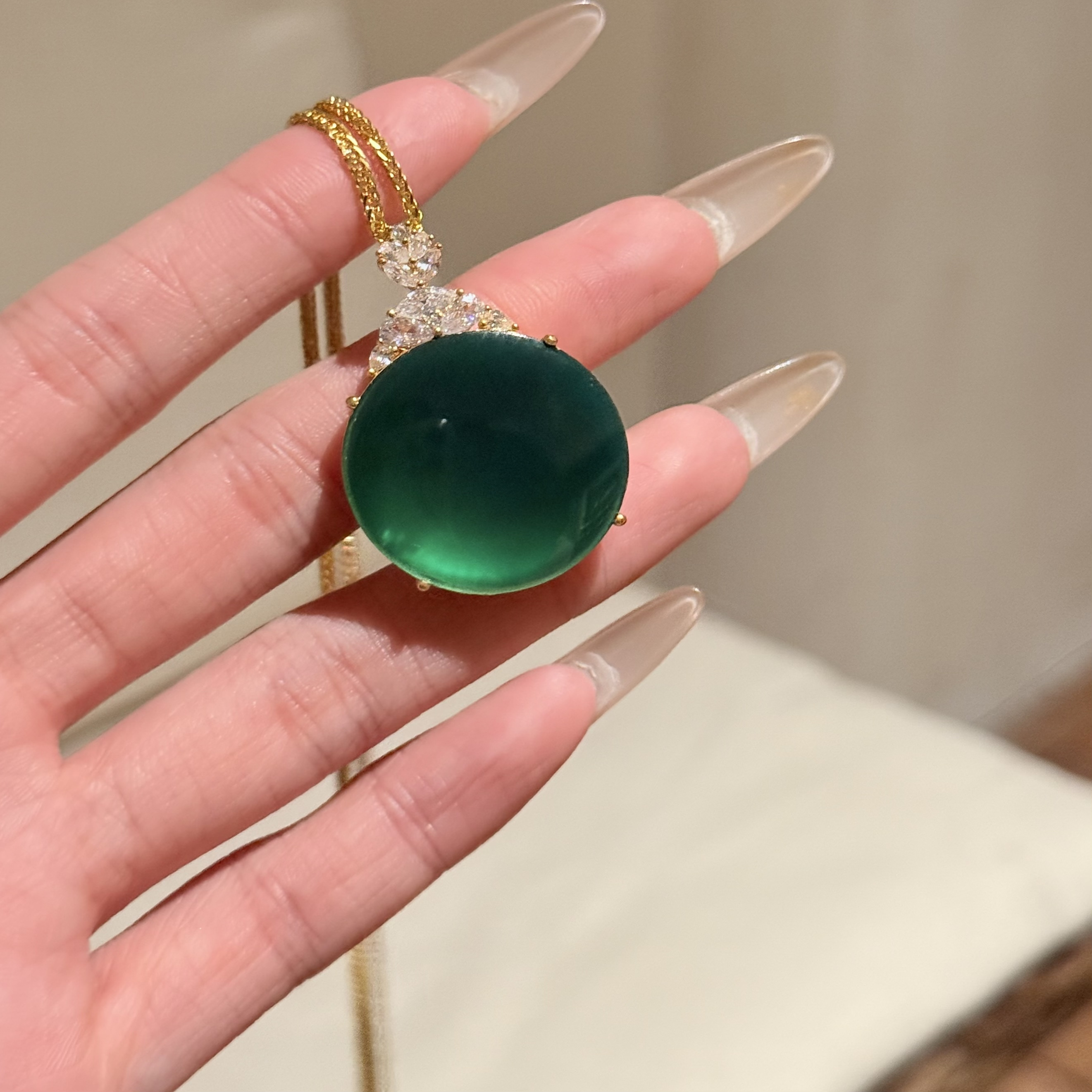 足金999点钻大圆无事牌吊坠送礼新款2025水贝黄金可选项链