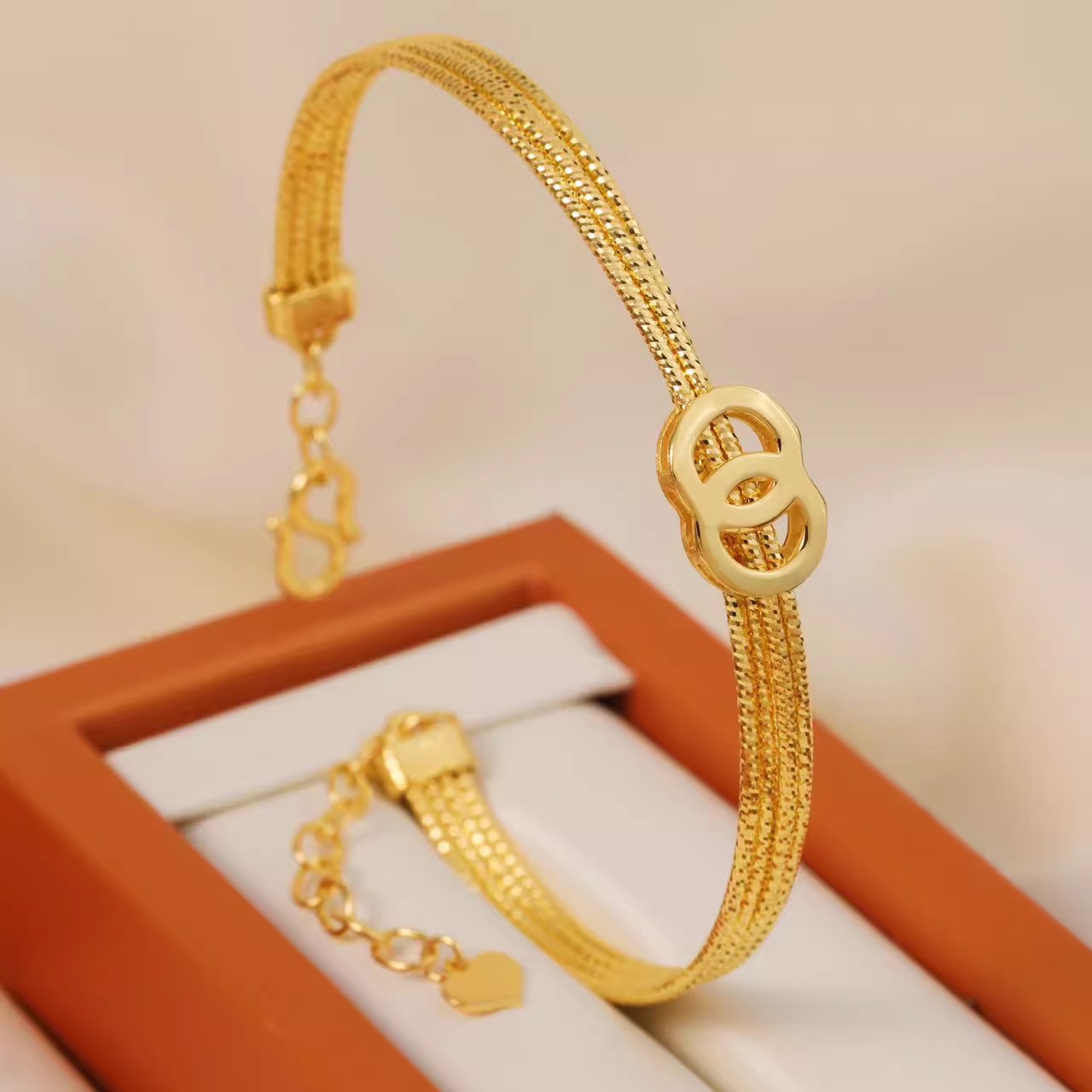 莫比乌斯麻花弹力手镯足金999