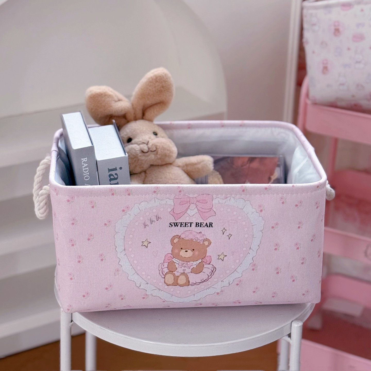 卡通小熊收纳筐加厚布艺家用衣服杂物储物筐儿童房玩具零食整理筐,收纳整理,收纳筐,淘宝优惠券,粉丝福利购,淘宝优惠卷