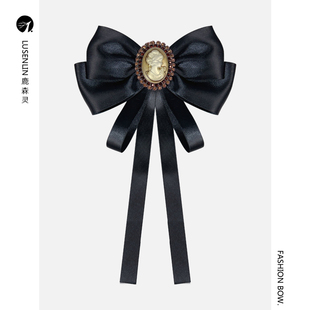 欧式 中世纪英伦复古美人头宫廷风领结超大蝴蝶结胸针衬衣丝带配饰