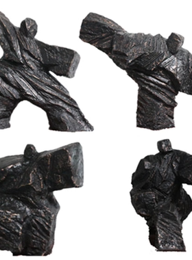 太极人物雕塑新中式家居装饰品客厅玄关售楼处复古美陈艺术品摆件