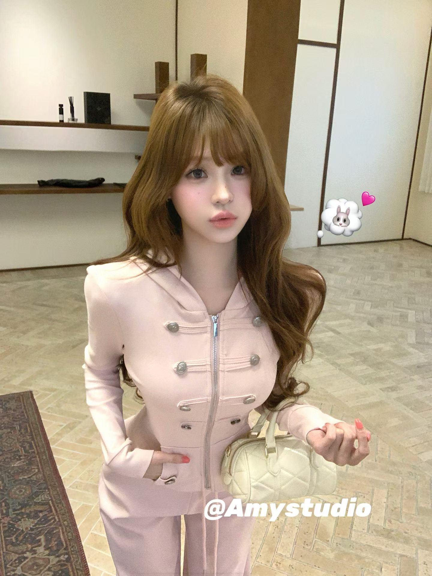 2026秋新款韩版AMY艾米时尚百搭连帽外套+高腰显瘦阔腿裤两件套女