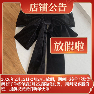 超大版小红书TOROON同款黑色大蝴蝶结顶夹发夹发饰韩国丝绒弹簧夹