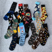 大号加肥大码 耐磨防臭不起球不臭脚男潮袜子纯棉全棉高帮花长袜厚