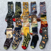 25秋冬季 欧美花袜子法国复古潮袜高帮外穿长袜男女时尚 好看纯棉袜