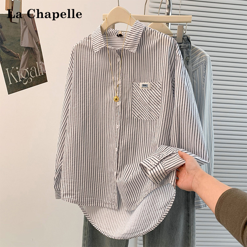 La Chapelle/拉夏贝尔春秋新款衬衫女韩版复古小清新小众时尚上衣
