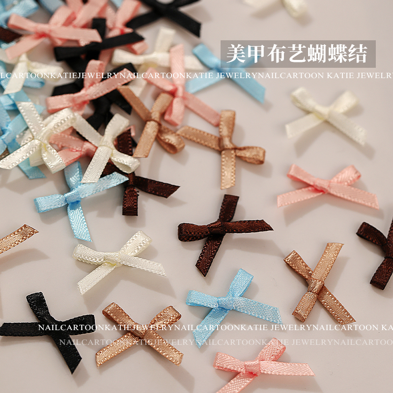 芭蕾舞鞋丝带布艺蝴蝶结美甲饰品