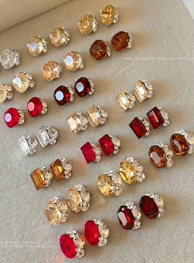 K9美拉德无底托堆钻美甲饰品秋冬爆闪肥方鸽子蛋异型钻球指甲装饰