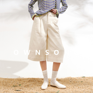 女春夏 简约气质五分裤 OWNSONG复古老钱 松弛棉麻百搭休闲中裤