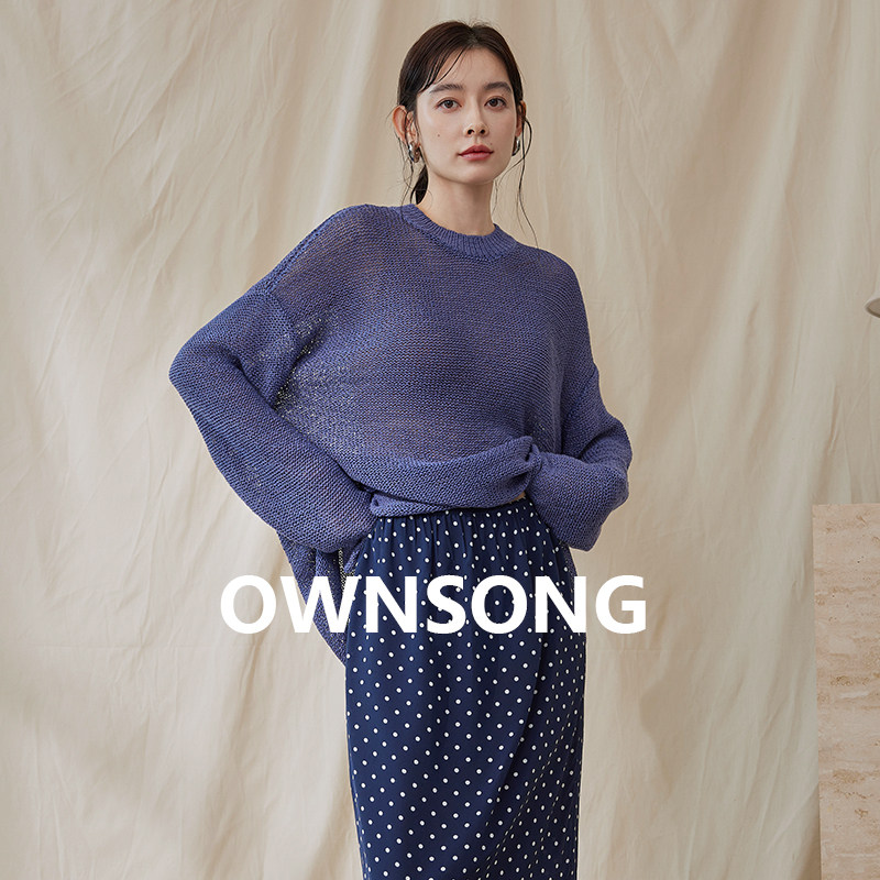 OWNSONG 春秋慵懒针织衫女设计感小众高级感镂空慵懒松弛感上衣