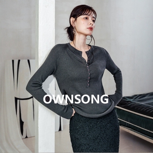 修身 OWNSONG刚需多色入 女早秋新款 针织衫 内搭圆领打底 绵羊毛长袖
