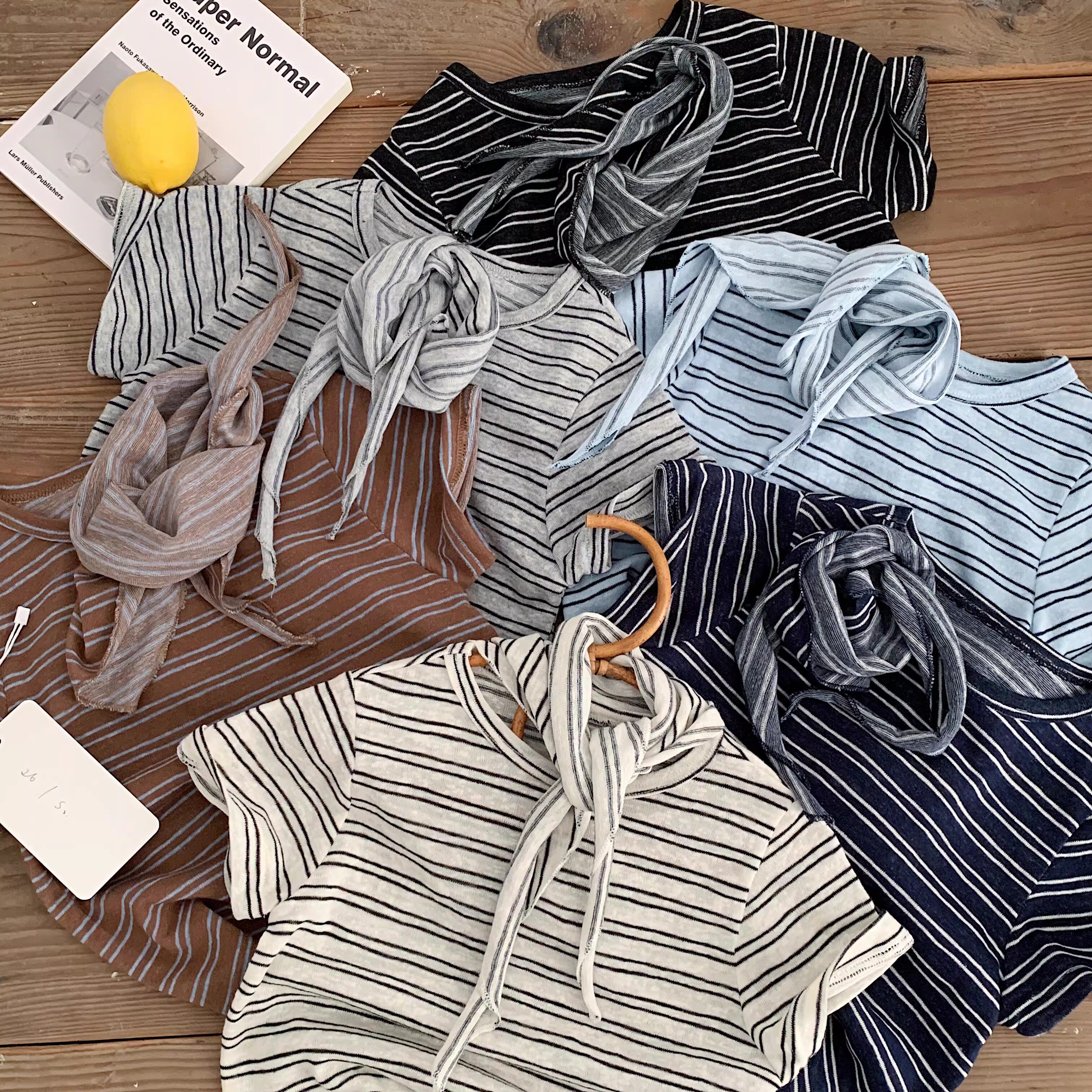 【TT】儿童T恤2026春夏男童韩版条纹百搭短袖小童三角巾打底T洋气