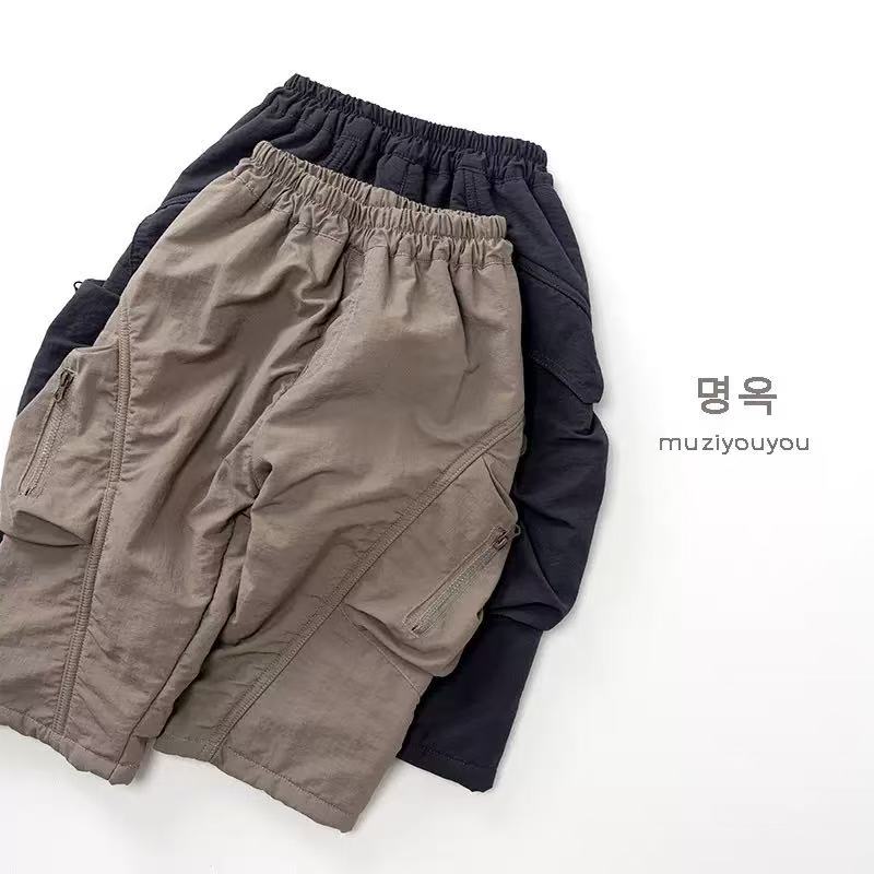 工装风男童加绒加厚保暖裤子2025冬季新款女童宝宝户外