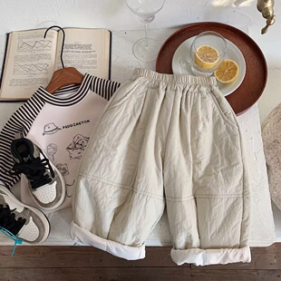 儿童裤子2026冬季新款男女童个性拼接休闲长裤中小童加厚