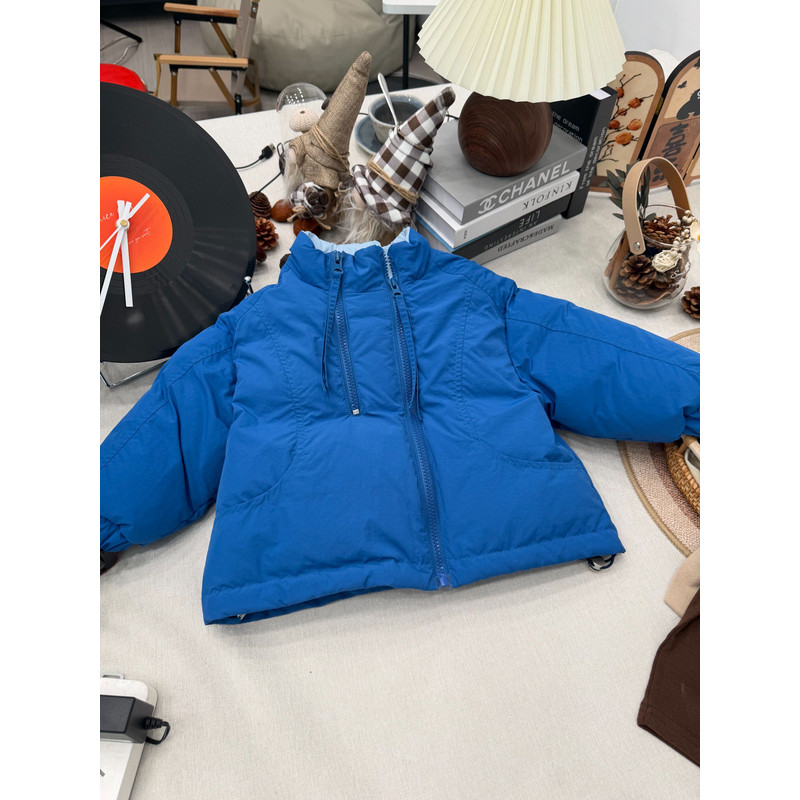 T9-【白鸭绒】男童冬装2026新款纯色羽绒服儿童外套女童加厚上衣