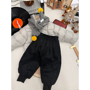 加绒加厚满天星男女童亮闪闪裤子儿童拜年服休闲保暖加绒裤