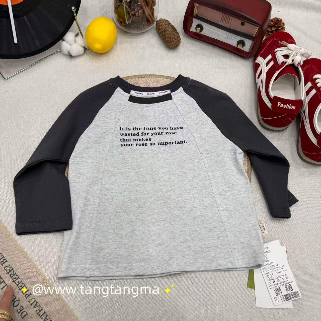 儿童春秋款韩版拼接宽松百搭圆领打底卫衣