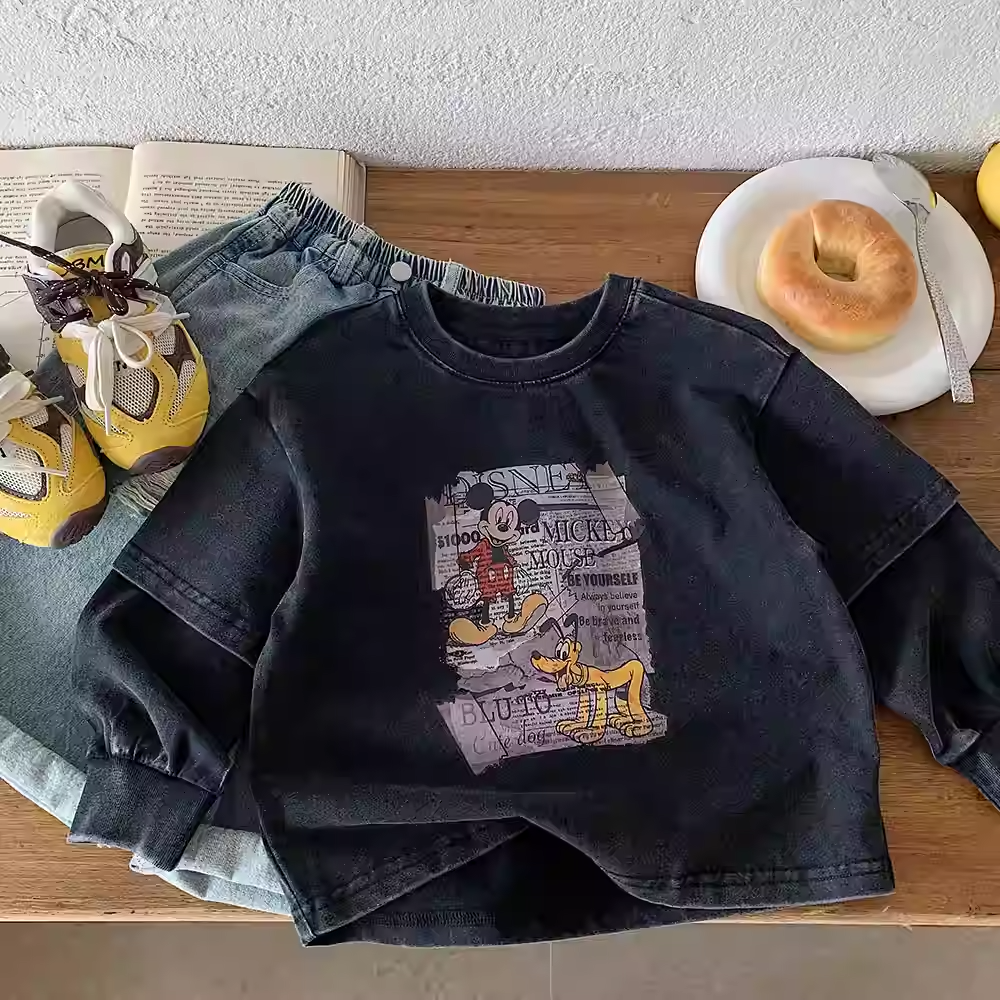 儿童卡通T恤男男女童韩版春秋新款帅气上衣印花宝宝卫衣洋气