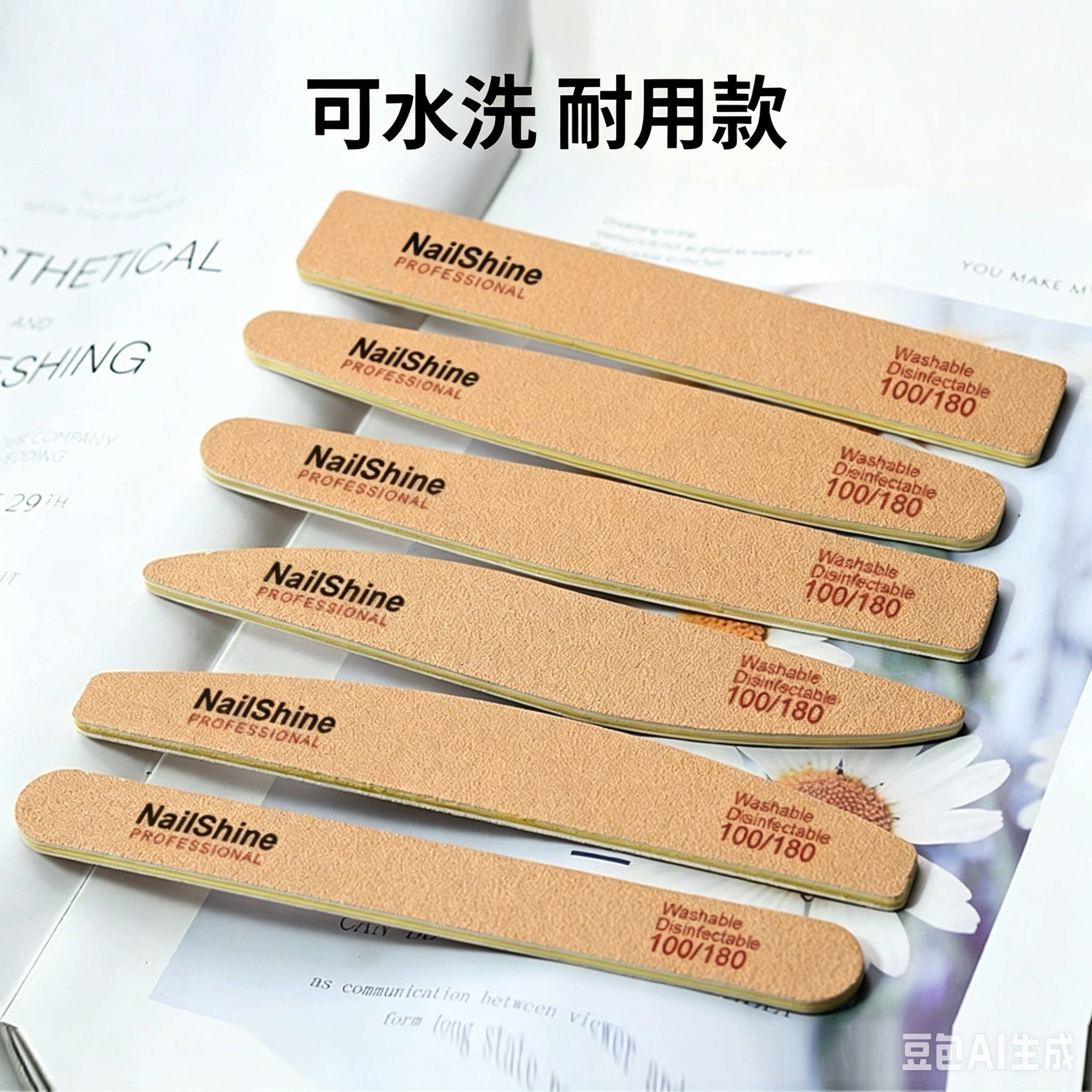 NailShine现货高档咖啡砂锉可水洗打磨条砂指甲锉美甲沙龙 耐磨