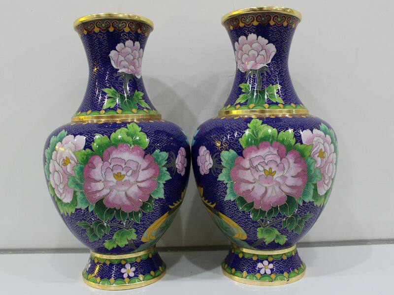 北京特色工艺品正宗铜胎掐丝珐琅景泰蓝15寸花瓶商务家居装饰礼品