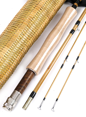 双稍竹竿 9号三节竿 5号两节杆 Bamboo 带竹筒飞钓竿