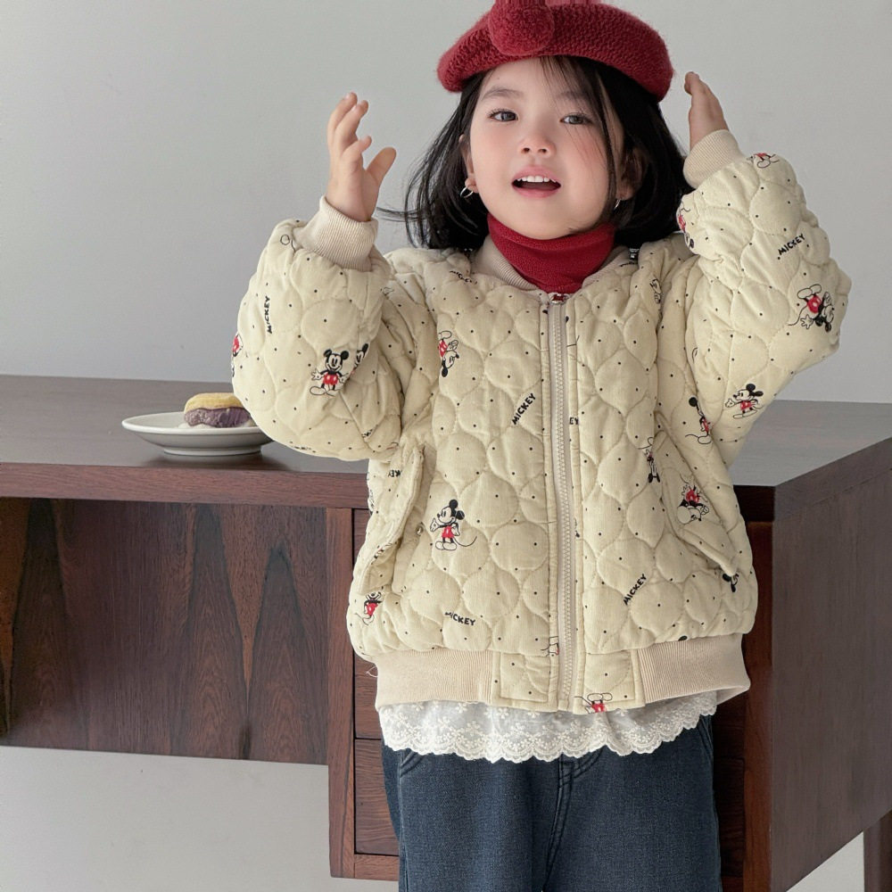 韩版女童保暖短款外套2024冬棉袄/棉服
