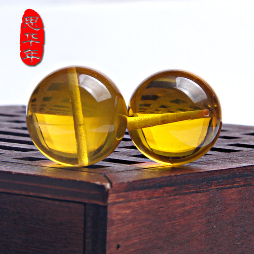 思华年原矿天然金珀圆珠散珠