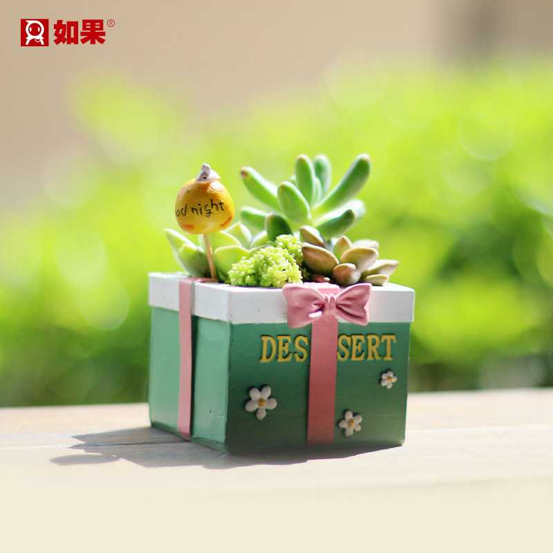 如果zakka多肉花盆装饰肉肉植物花器创意室内盆栽小摆件可爱卡通
