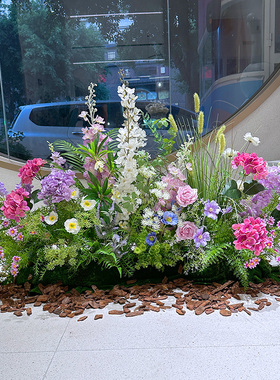 wo+高彷真保湿绣球花紫色花艺草丛造景商业布置花堆橱窗软装摆放