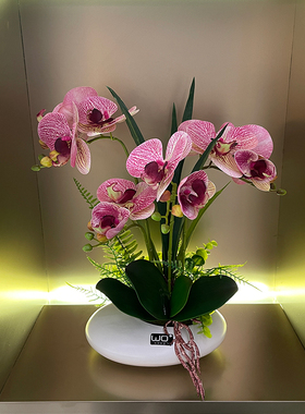 手感PU蝴蝶兰仿真花艺陶瓷摆件客厅餐桌花摆花茶几上摆放的花假花