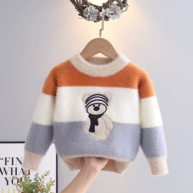 2026秋冬季新儿童长袖针织衫女童洋气水貂绒男童小熊卡通套头毛衣,童装/婴儿装/亲子装,套装,淘宝优惠券,粉丝福利购,淘宝优惠卷