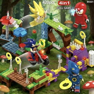 刺猬索尼克游戏电影周边 能量金环戒指关卡积木暗影狐狸儿童玩具