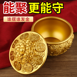 聚宝盆摆件全铜带盖多招财进宝蟾店铺乔迁开业装饰客厅礼品尺寸金