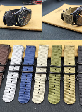 NATO北约款加厚帆布尼龙表带分节手表带适配精工华为18.20 22 24