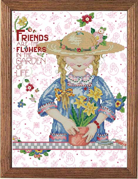 法国DMC十字绣套件栽花小女孩欧风新款杂志图卧室精准印花4689