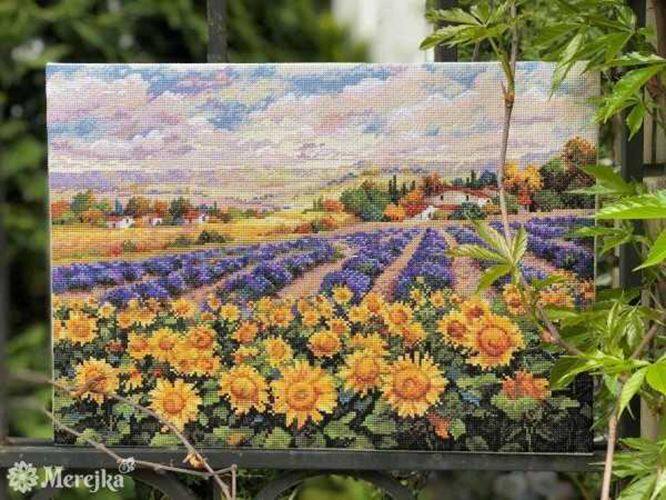 法国DMC十字绣套件 客厅挂画精准印花薰衣草向日葵花田野