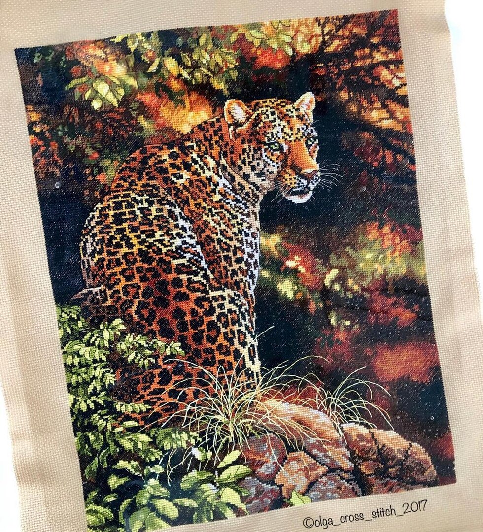 正宗DMC法国十字绣套件林中回眸金钱豹欧式动物系列精准印花2073