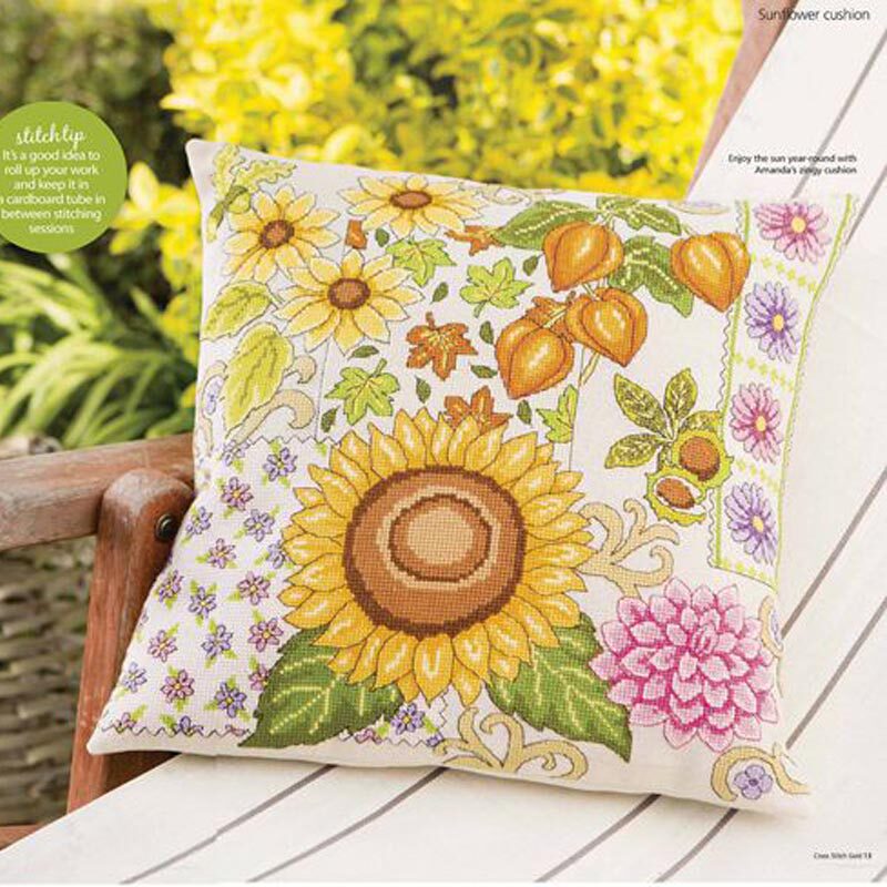 正宗DMC十字绣套件柠檬和向日葵抱枕欧式靠客厅精准印花8158