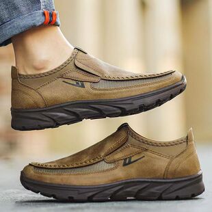 回力男鞋软底豆豆鞋一脚蹬透气防滑开车鞋懒人鞋中老年人休闲皮鞋