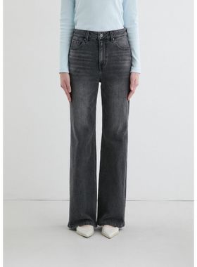 GUESS韩国代购25冬女士休闲通勤百搭复古水洗显瘦微喇牛仔长裤