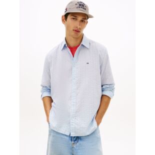 休闲短袖 宽松条纹起绉棉衬衫 T32G1WSH3 2026春夏TOMMY男士 韩国代购