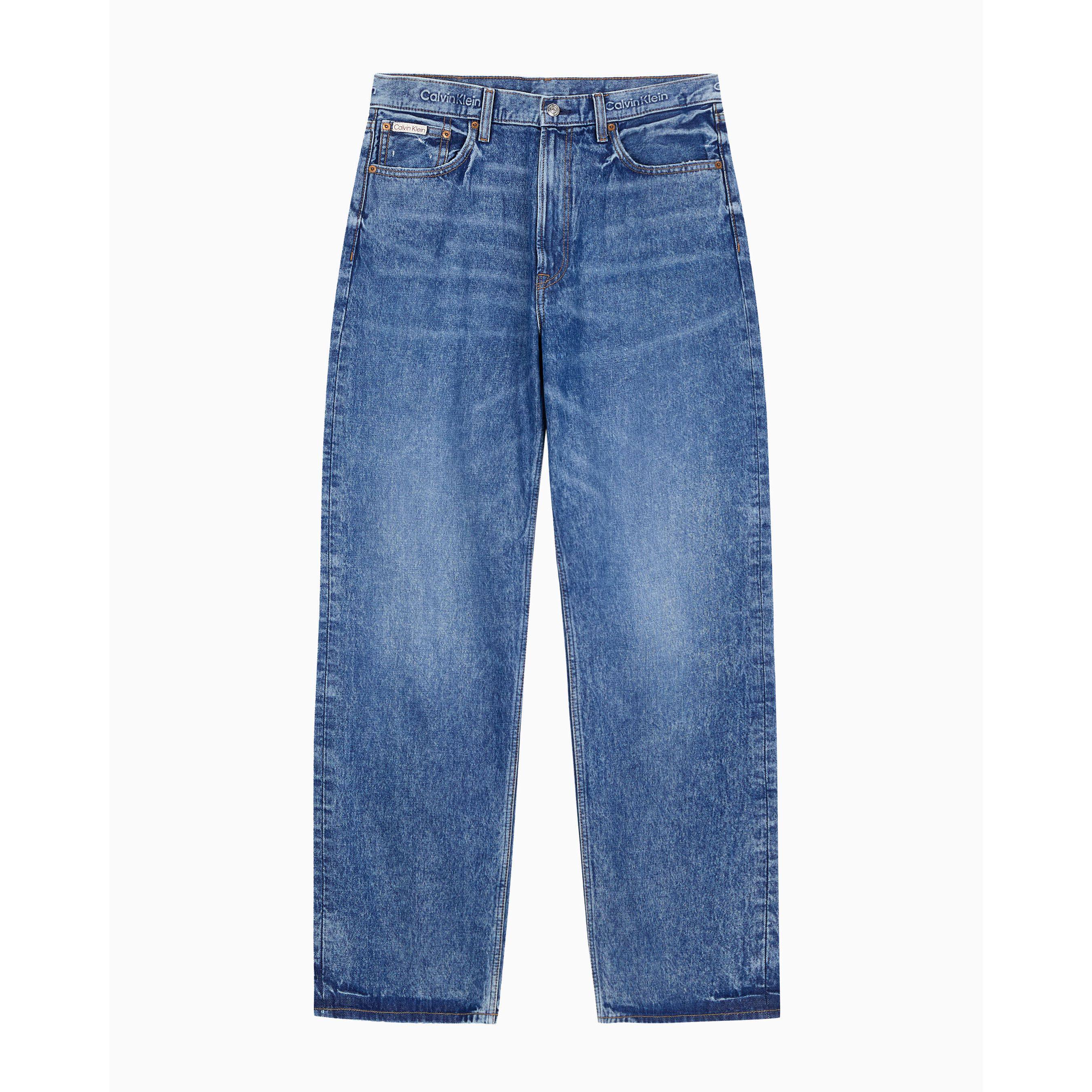 2026春夏韩国代购CKJ男款纯棉复古洗水宽松牛仔裤中蓝休闲长裤4RF