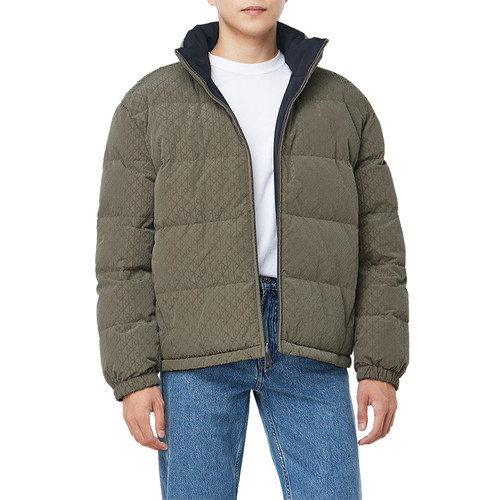 CK Jeans韩国代购25冬男士老花满印双面穿鸭绒羽绒服外套4RE500G