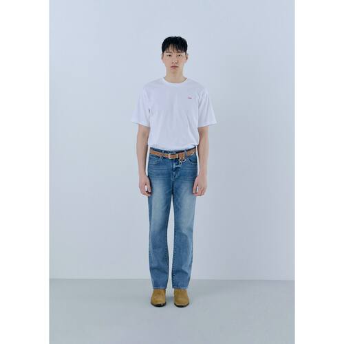 韩国代购GUESS男士中蓝色直筒牛仔裤棉弹力都市休闲裤MQ1D9062