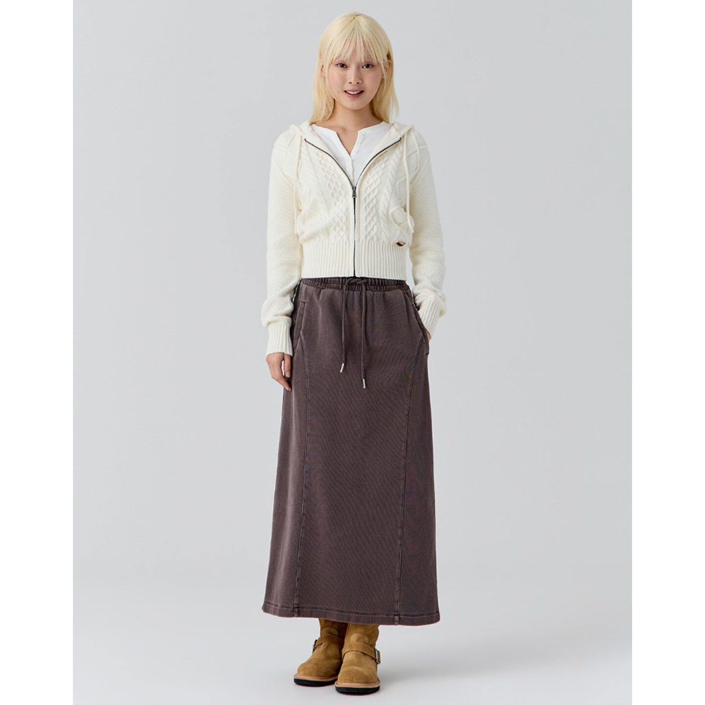GUESS高腰直筒透气长款半身裙