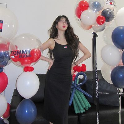 现货TOMMY汤米韩国代购25夏元英同款女修身休闲吊带裙长款连衣裙