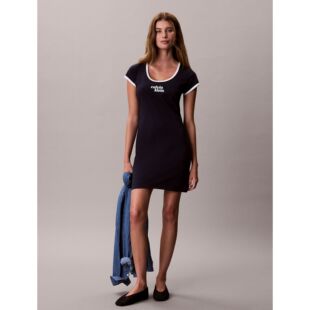 JEANS女棉氨纶弹力连衣裙休闲短袖 KLEIN 47G2 26春CALVIN 韩国代购